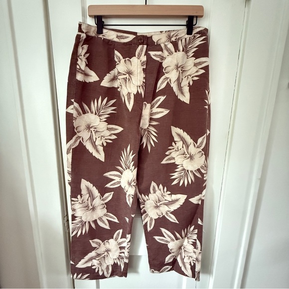 Vintage Sag Harbor 100% Silk Tropical Floral Pants - Size 16 - Picture 2 of 9